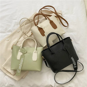 Texture Lady's Handbag PU Leather Summer Tote