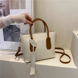 Texture Lady's Handbag PU Leather Summer Tote