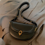 Versatile Women's Saddle Bag Small Handbag PU Messenger Bag