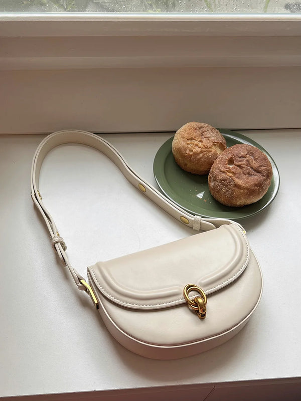 Versatile Women's Saddle Bag Small Handbag PU Messenger Bag