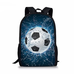 3 Pcs 3D Ice Soccerly/Foot Ball Pattern School Backpack