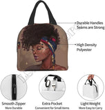 African American Girl Lunch Bag Tote Box for Work School Office