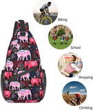 African Ethnic Elephant Chest Bags Crossbody Sling Bag