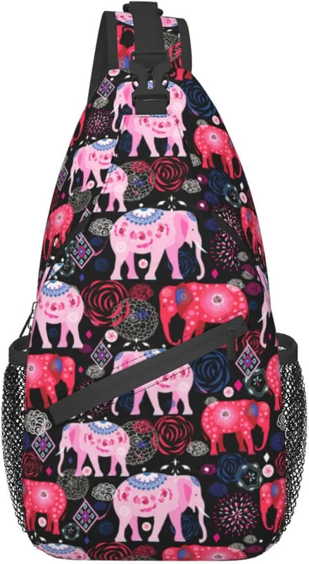African Ethnic Elephant Chest Bags Crossbody Sling Bag