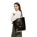 African Girl Print Handbags Art Woman Tote Bag Foldable Shopper Bag