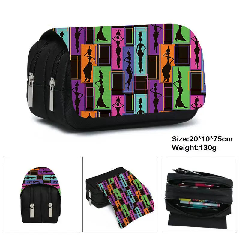 African Print Woman Cosmetic Case Pencil Bag Girls Stationary Bag