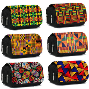 African Print Woman Cosmetic Case Pencil Bag Girls Stationary Bag