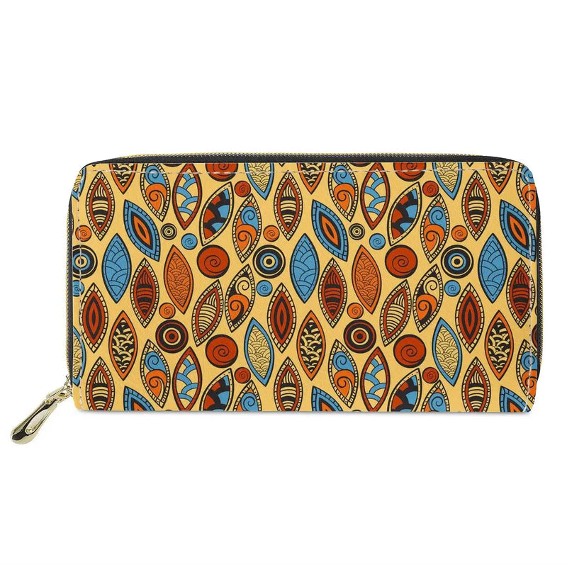 African Style Print Long Wallet Retro Teenager Zipper Portfel Damski