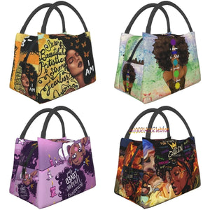 African Woman Thermal Lunch Bag Insulated Lunch Box Girls Office Picnic