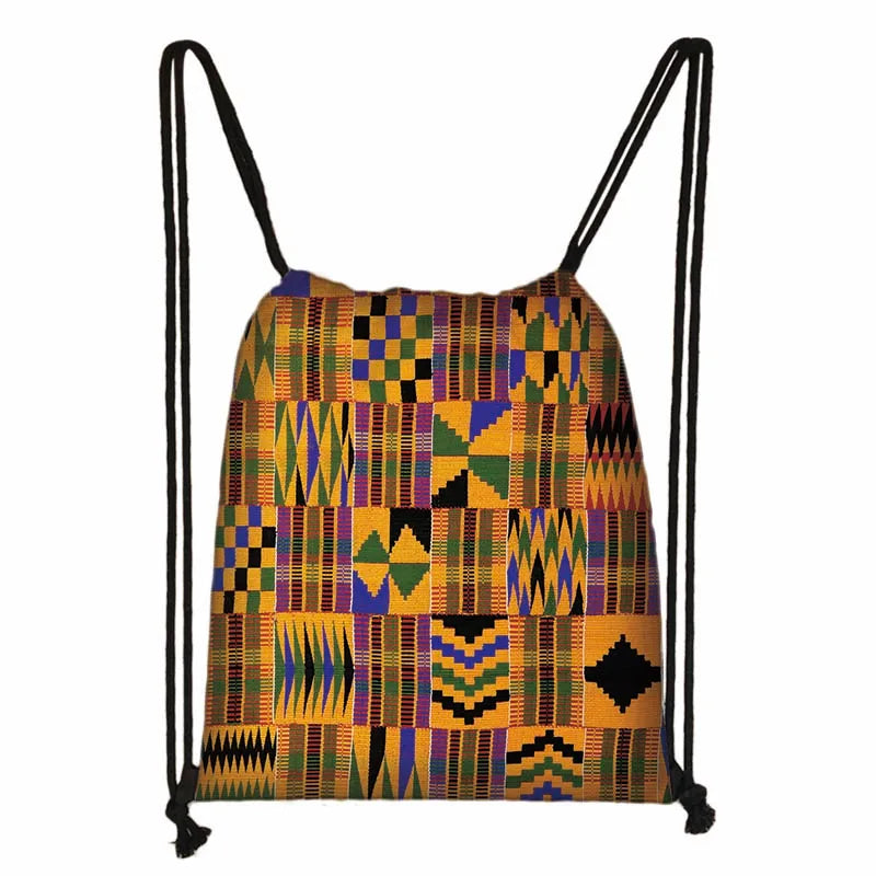 African Women Drawstring Bag Afro Girls Travel Bag