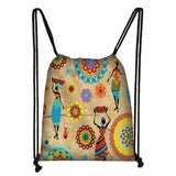 African Women Drawstring Bag Afro Girls Travel Bag
