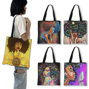 Afro Woman Print Handbag God Says You Are / Lady Shopping Shoulder Bag