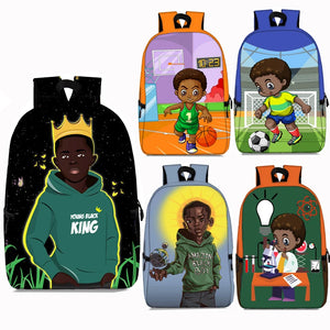 Afro Boy Backpack for Teenager Boys Daypack School Bags Brown Rucksack