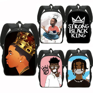 Afro Brown Boy Pattern Backpack Lovely Children School Bag