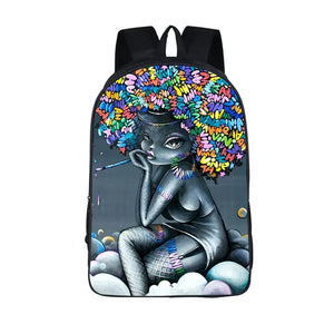 Afro Girl Backpack Princess Crown School Bags for Teen American Africa Girls