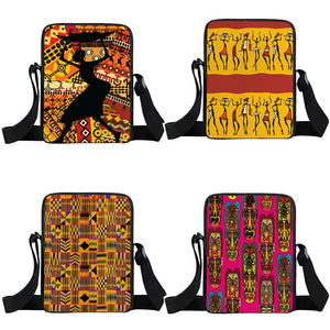 Afro Pattern Messenger Bag Africa Ladies Shoulder Bag Brown Women Handbag