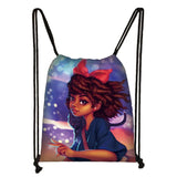 Afro Girls Drawstring Bag Women Travel Backpack Storage Bags