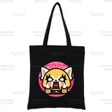 Aggretsuko Karaoke Rage Canvas Shopping Bag Women Shoulder Book Bags