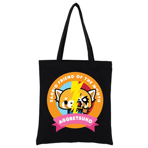 Aggretsuko Karaoke Rage Canvas Shopping Bags Women Shoulder Cloth Bags