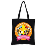 Aggretsuko Karaoke Rage Canvas Shopping Bags Women Shoulder Cloth Bags