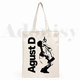 Agust D Fanart Art Print AgustD Hip Hop Hipster Cartoon Print Shopping Bags