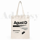 Agust D Fanart Art Print AgustD Hip Hop Hipster Cartoon Print Shopping Bags