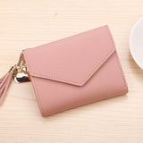 Short Leather Wallet for Women with Tassel