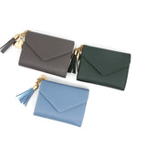 Short Leather Wallet for Women with Tassel