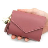 Short Leather Wallet for Women with Tassel