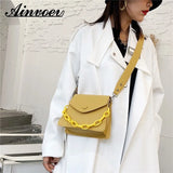 Autumn Female PU Leather Small Bag Solid Chain Portable Shoulder Messenger Bag