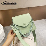 Autumn Female PU Leather Small Bag Solid Chain Portable Shoulder Messenger Bag