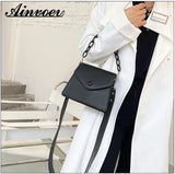 Autumn Female PU Leather Small Bag Solid Chain Portable Shoulder Messenger Bag