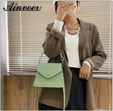 Autumn Female PU Leather Small Bag Solid Chain Portable Shoulder Messenger Bag