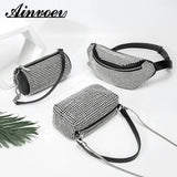 Diamond Underarm Bags Women Clutch Chain Belt Handbag