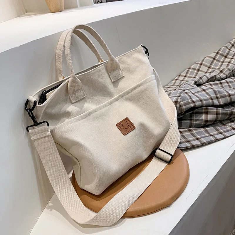 Canvas Crossbody Bag For Women Large-capacity Shoulder Handbag