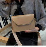 Wide Shoulder Strap PU Leather Small Square Bag Casual Solid Shoulder Messenger