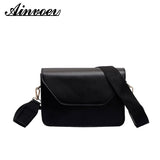 Wide Shoulder Strap PU Leather Small Square Bag Casual Solid Shoulder Messenger
