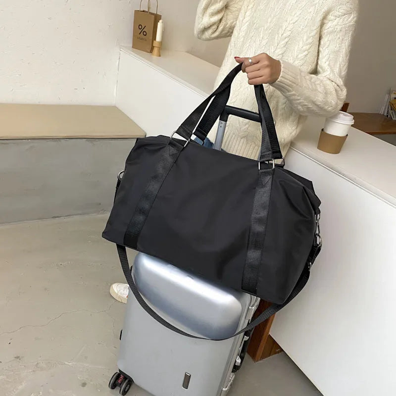 Ainvoev Nylon Waterproof Shoulder Bag Women Weekend Gym Bag