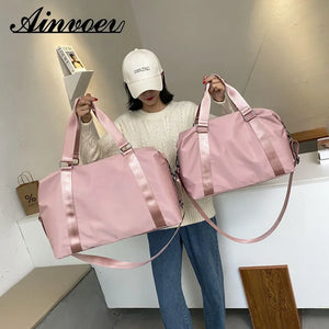 Ainvoev Nylon Waterproof Shoulder Bag Women Weekend Gym Bag
