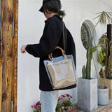 Ainyfu Slub Handle Transparent Crossbody Bag for Women