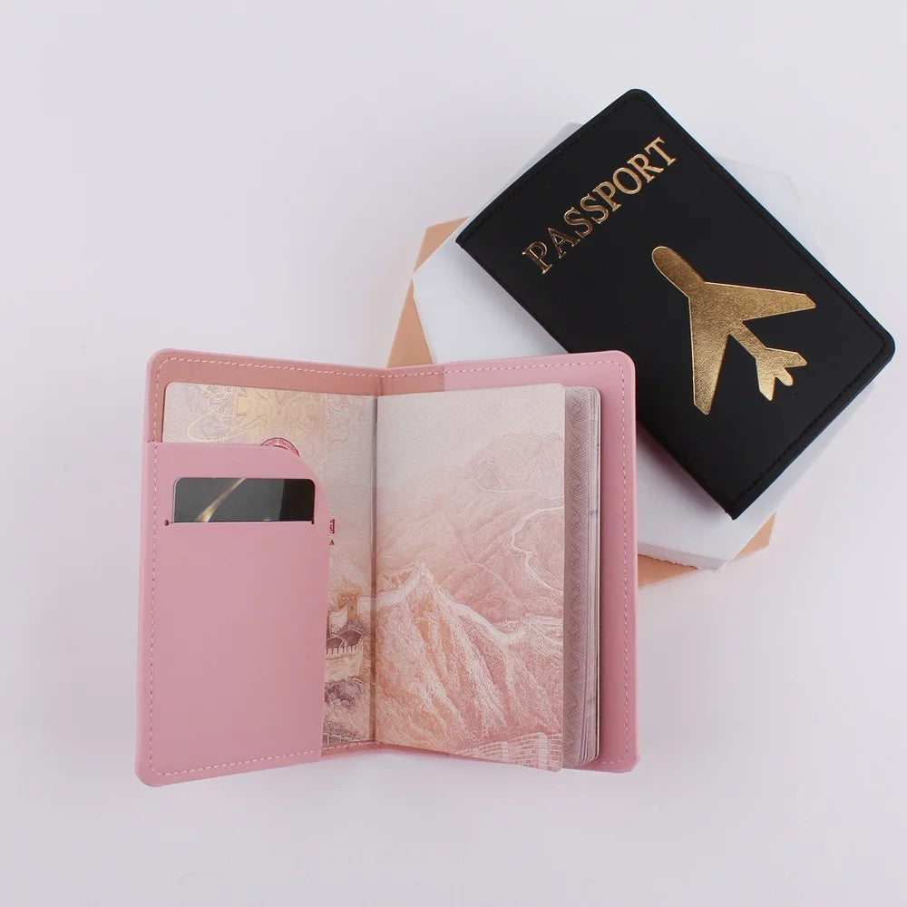 Airplane Pattern Passport Cover Luggage Tag Business Travel Holder