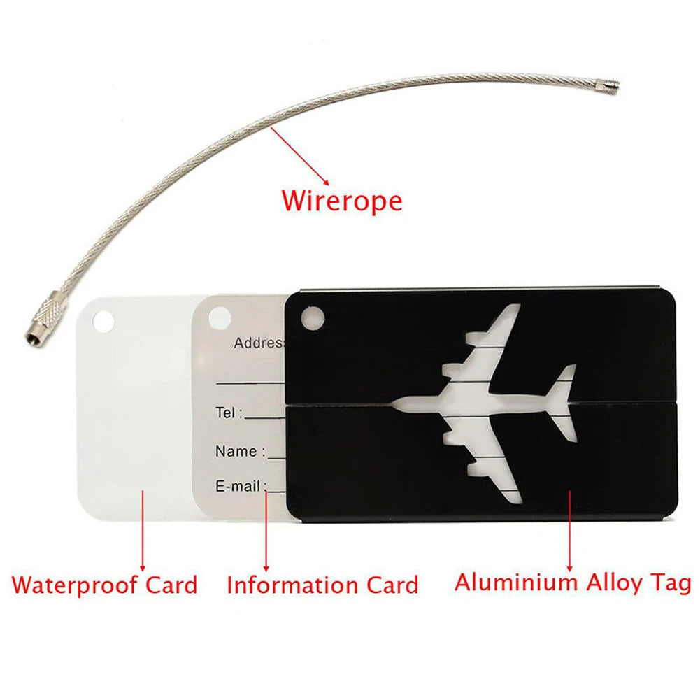 Airplane Shape Luggage Tag Aluminium Alloy Boarding Label Tag