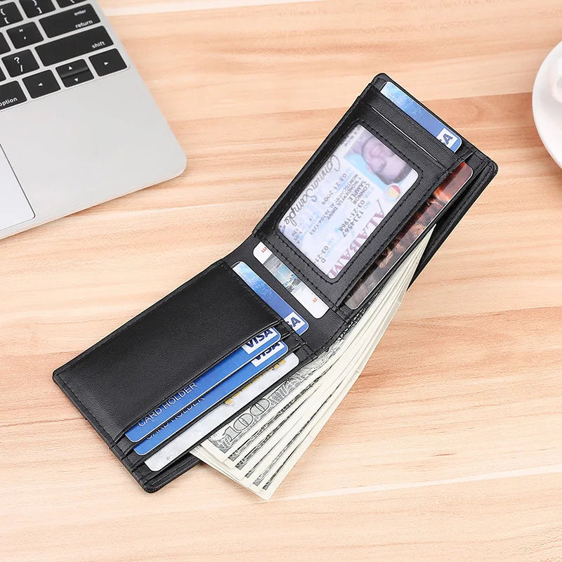 Men's Leather Money Clip RFID Anti-theft Wallet