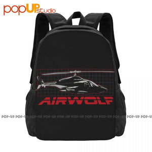 Airwolf Helicopter Grid Backpack Large Capacity Beach Bag
