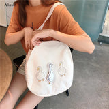 Goose Round Canvas Bag Female Student Shoulder Bag Shopping Handbag Women