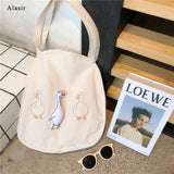 Goose Round Canvas Bag Female Student Shoulder Bag Shopping Handbag Women