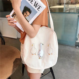 Goose Round Canvas Bag Female Student Shoulder Bag Shopping Handbag Women