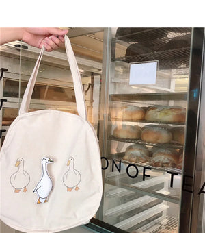 Goose Round Canvas Bag Female Student Shoulder Bag Shopping Handbag Women