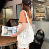 Goose Round Canvas Bag Female Student Shoulder Bag Shopping Handbag Women