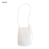 Pleated Bucket Bag Casual Shoulder Bags Solid Bucket Bag Female Messenger Bag